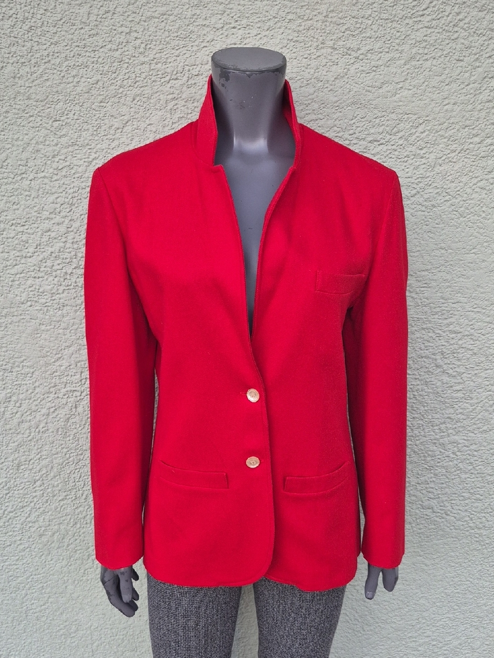 Emotions (USA) Ladies Vintage Red Wool Blend-Classic Two-Button Blazer